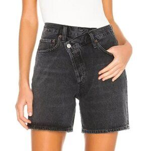 AGOLDE Criss Cross Denim Shorts in Photogram Black - Size 29